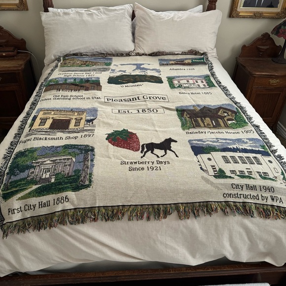 Pleasant Grove Utah  Historical Places Afghan Blanket Strawberry Days - Picture 1 of 9